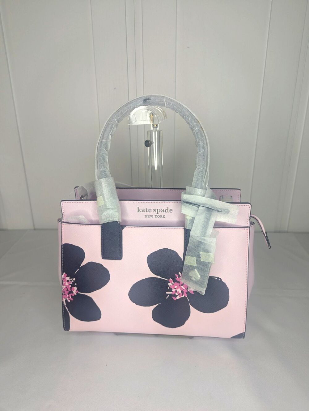 Kate Spade Cameron Grand Flora Pink Blue Flower Medium Satchel Purse NWT